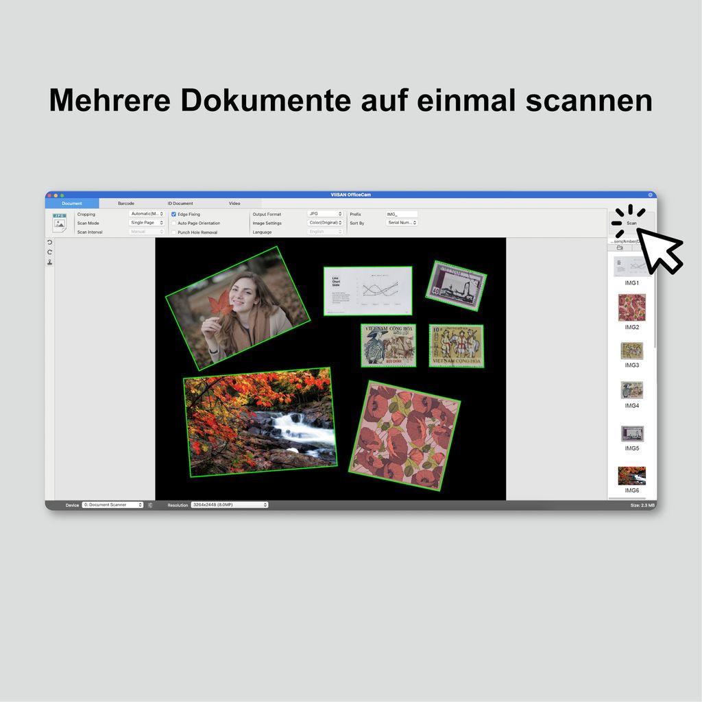 VIISAN A8401 Documentenscanner – 16 MP USB, A4-formaat, Met OCR En Tekst-naar-spraak, Schuinstandcorrectie, Meerdere Objecten Tegelijk Scannen, Werkt Met Windows En Mac