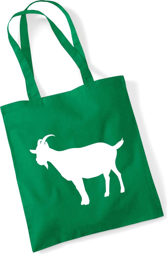 Huuraa Jutebeutel Ziege Silhouette 10 Liter Kelly Green Baumwolle Tasche Geschenkidee
