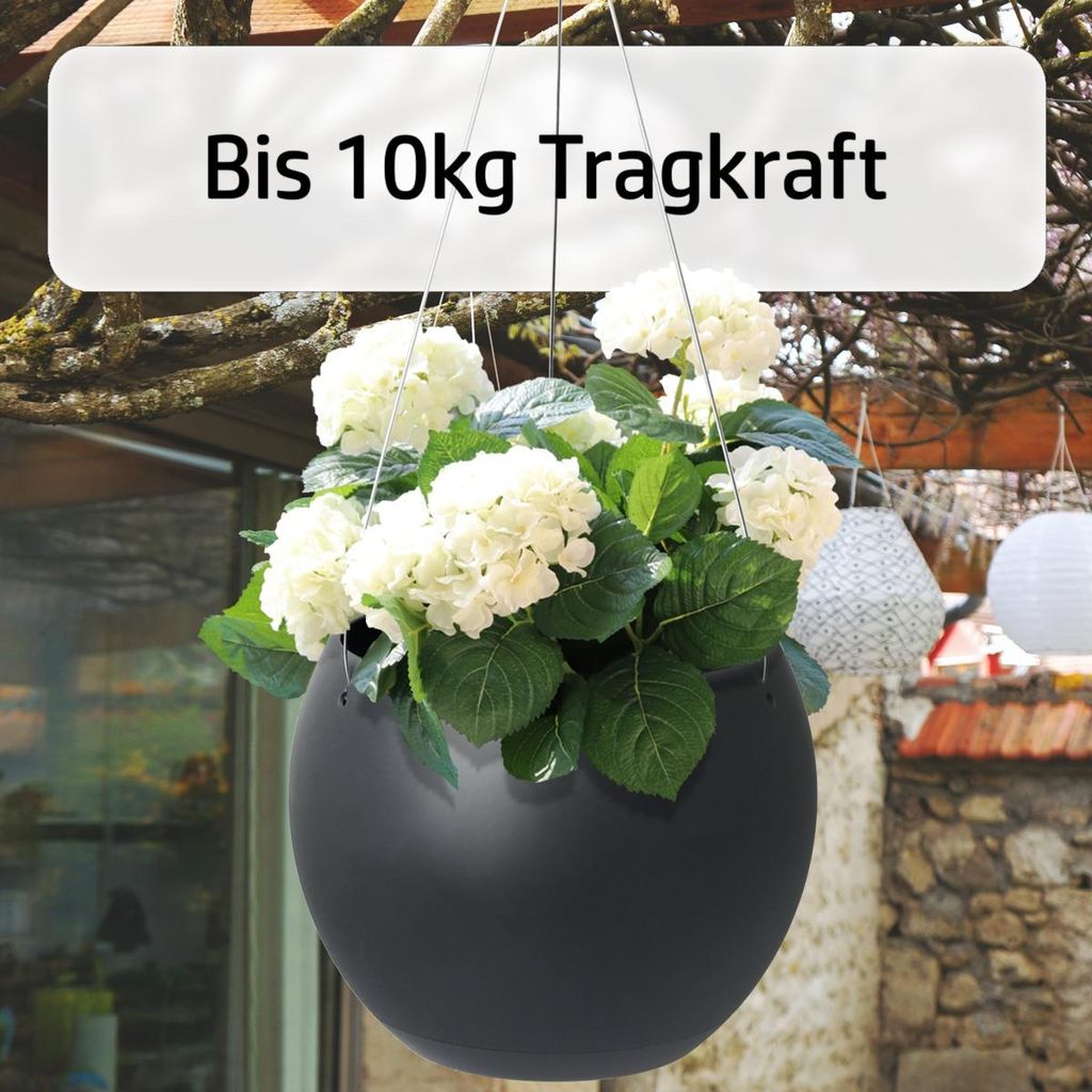 2er Set Blumentopf Hängend 26cm Blumenampel 6,5L für Innen