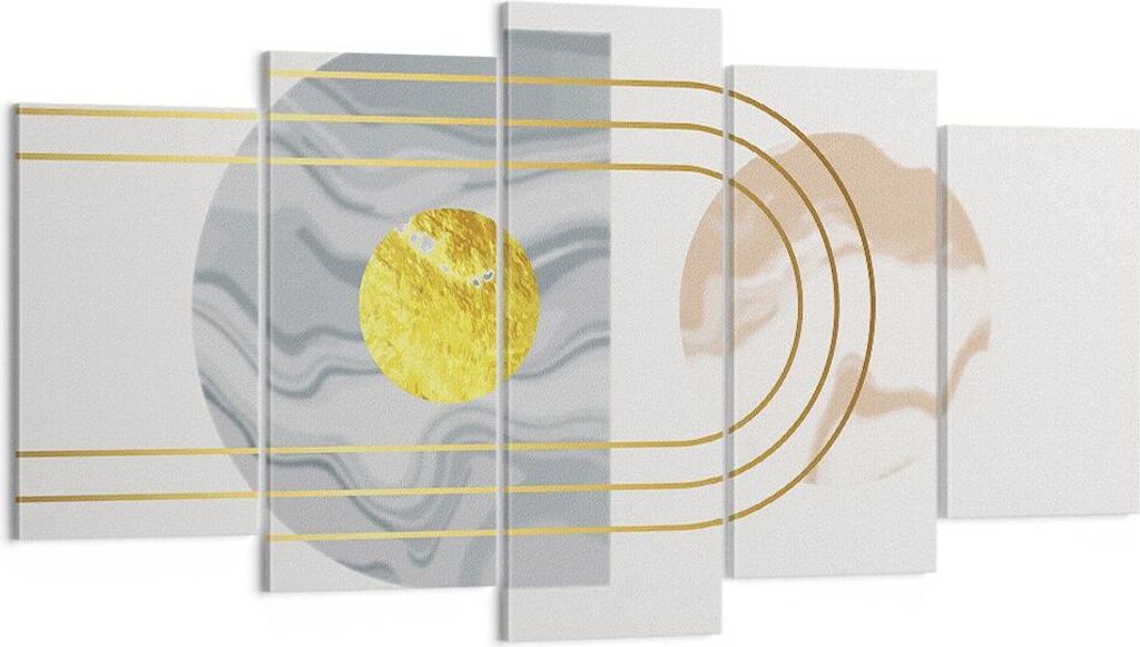 Bild auf Leinwand - Leinwandbild - 5 Teile - Modern Gold abstrakt - 160x85cm - Wand Bild - Wanddeko - Wandbilder - Leinwanddruck - Bilder - Wanddek...