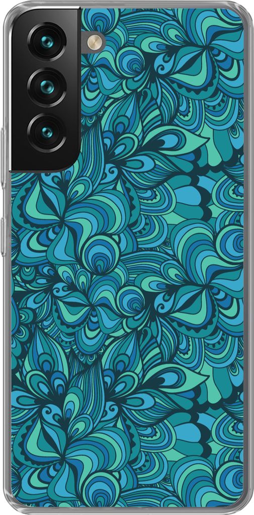 MuchoWow Handyhülle Schutzhülle Hülle für Telefoonhoesje Samsung Galaxy S22 Design - Vintage - Blau - Türkis Silikon Softcase Handy Hülle -...