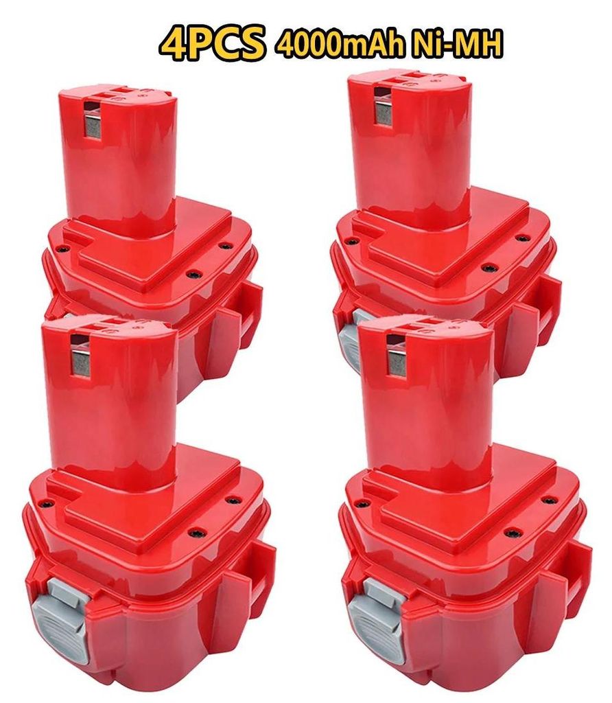Akkupack für Elektrowerkzeuge - NiMH 12 V Akku - Kapazität 4000 mAh - Set mit 4 - Kompatibel mit PA12/1220/1222/1233/1234/1235 - Himmelblau
