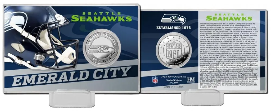 NFL Team History Silver Coin Card Seattle Seahawks - Pièce de Collection