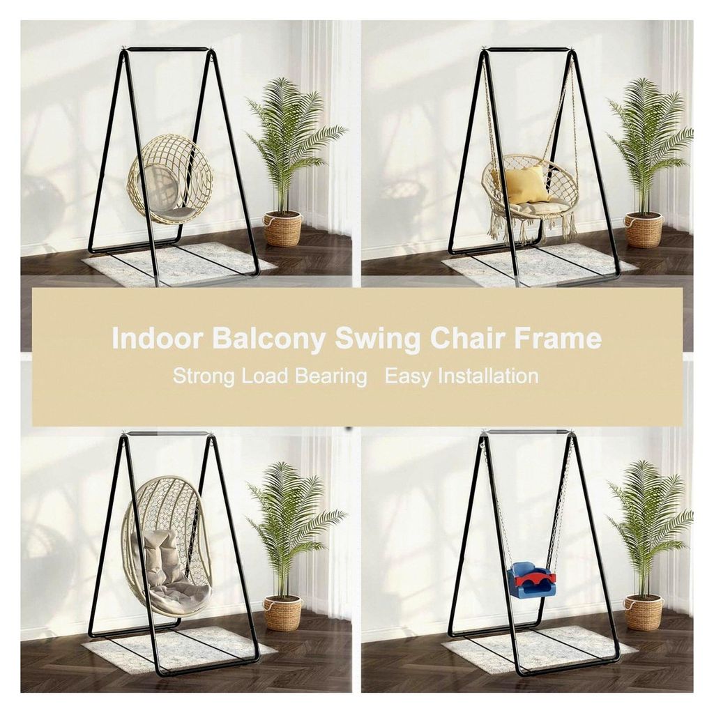 Hängesesselgestell A-Form Metall für Hängematte Indoor Balkon, 85x80x144cm, Tragfähigkeit 100kg, stabil und belastbar