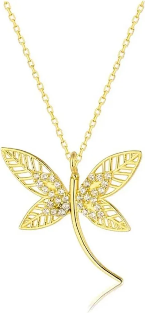 Chaîne argent 925 pendentif libellule en zircone - Bijou femme élégant