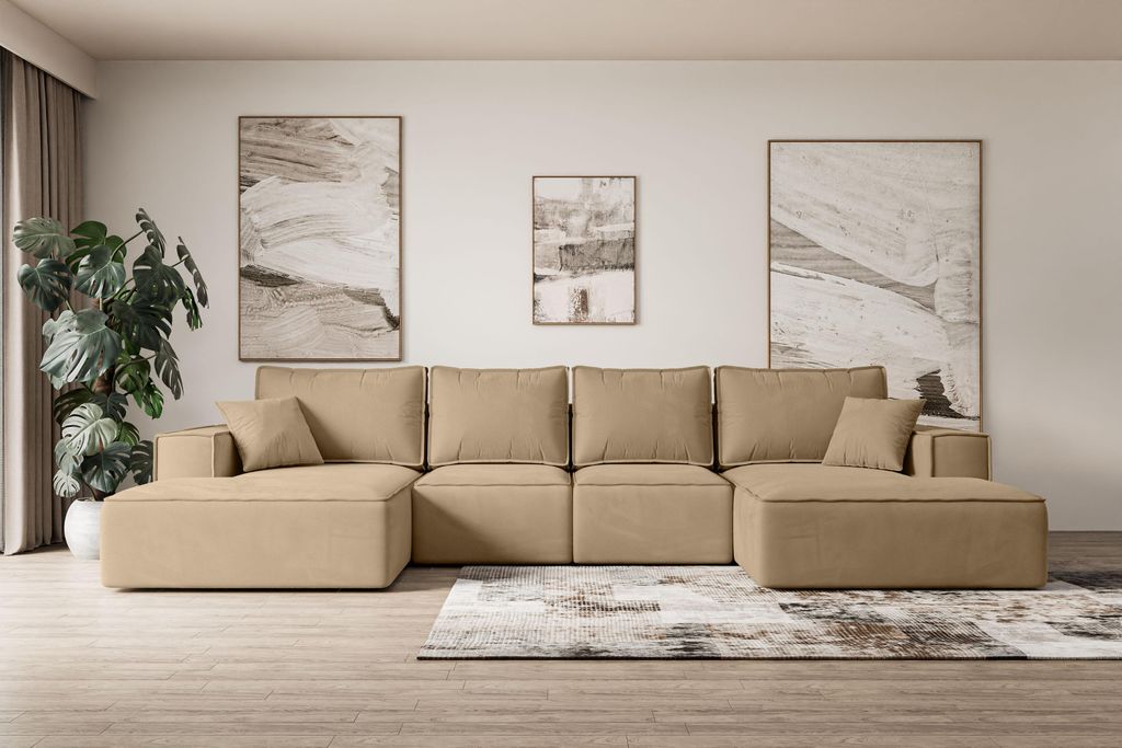 ALTDECOR Ecksofa mit Schlaffunktion und Bettkasten - Corner Sofa Eckcouch Couch U-Form universal, links/rechts angeordnet Schlafcouch Ausziehbar Wo...