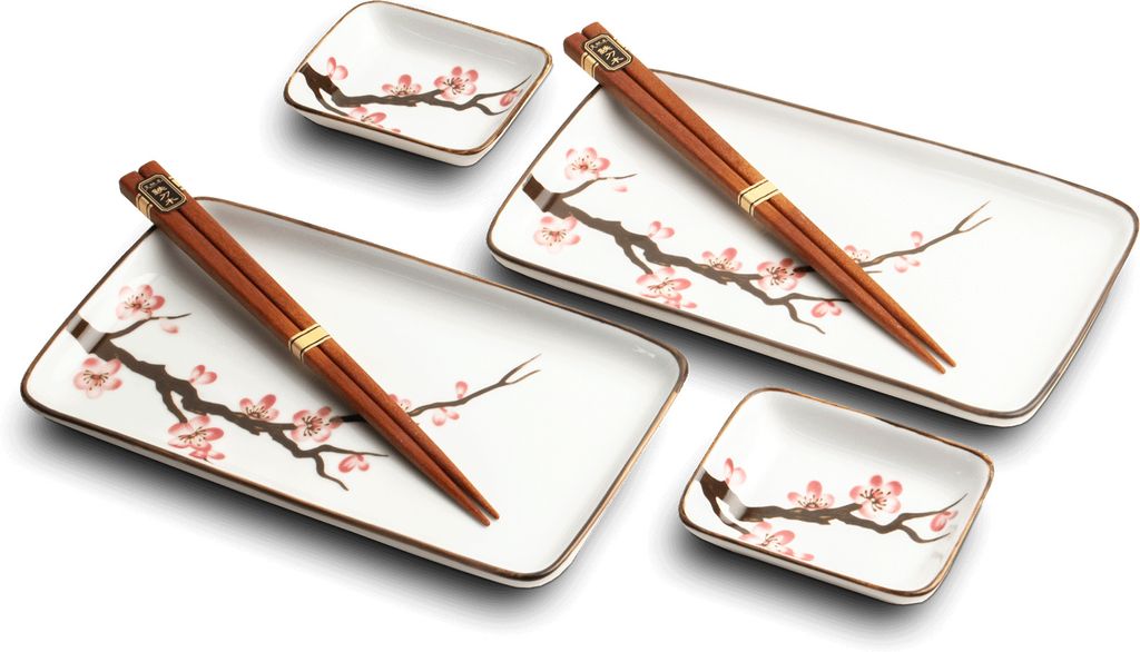 3-teilige Sushi-Teller Deko Mit Kunstpflanzen - Stilvolles Zubehör Für Restaurant & Zuhause