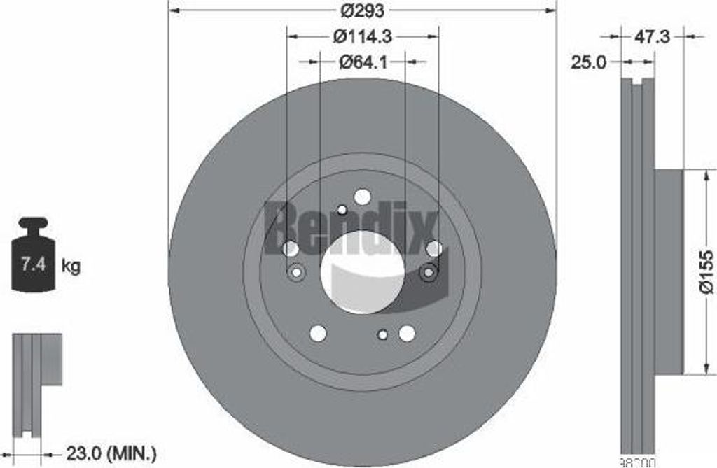 BENDIX Braking BDS1733 Bremsscheibe OE 45251TGNE00 kompatibel mit Civic