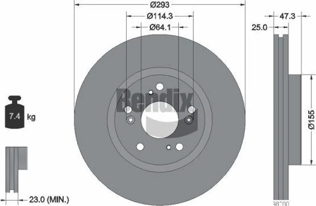 Disque de frein BENDIX BDS1733 pour Civic remplace OE 45251TGNE00