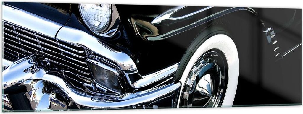 Bilder auf glas - Auto Chrom Kuba - 160x50cm - Glasbilder - Wandbilder - Kunstdruck - zum Aufhängen bereit - Wanddekoration aus Glas - Glas Bilder...