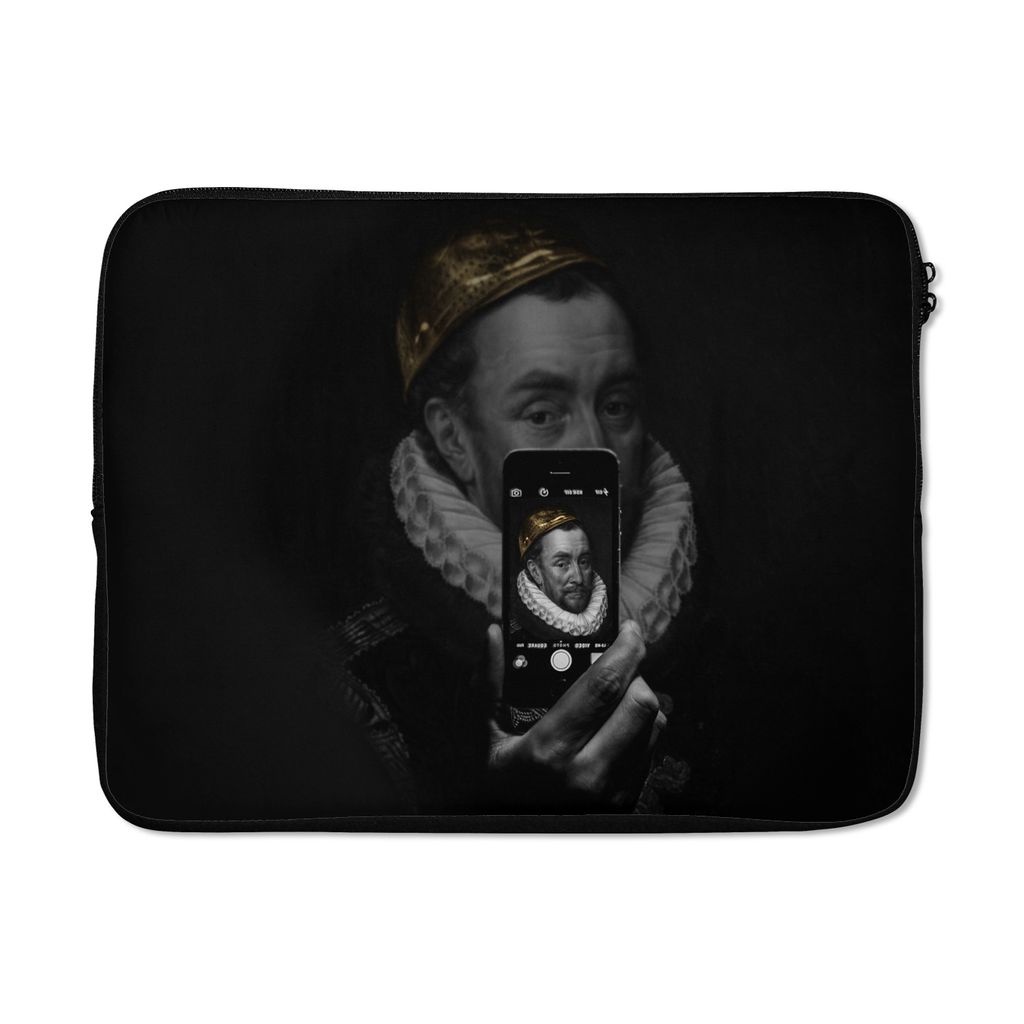 MuchoWow Laptop Hülle 17 Zoll Laptoptasche Wilhelm von Oranien - Adriaen Thomasz - Selfie - Zipper - Schutzabdeckung