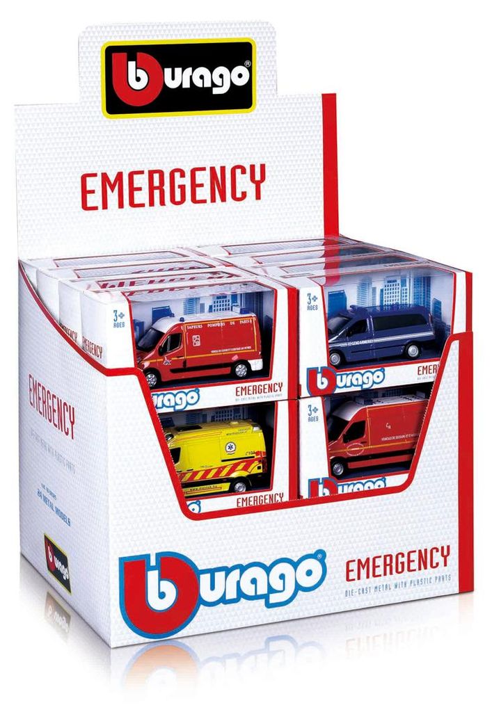 Bburago – Rettungsfahrzeuge, Transporter, 1:50, Sortiment