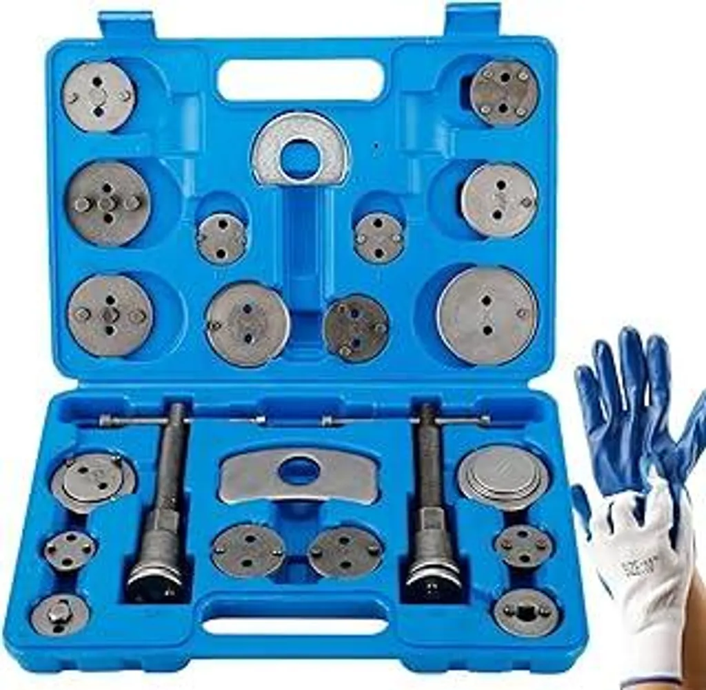 FreeTec Set universale di 24 pezzi per il ripristino dei pistoni dei freni Pistoni delle pinze dei freni Wind Zurück Tool Kit Attrezzi per la riparazione dei freni Pistoni dei freni