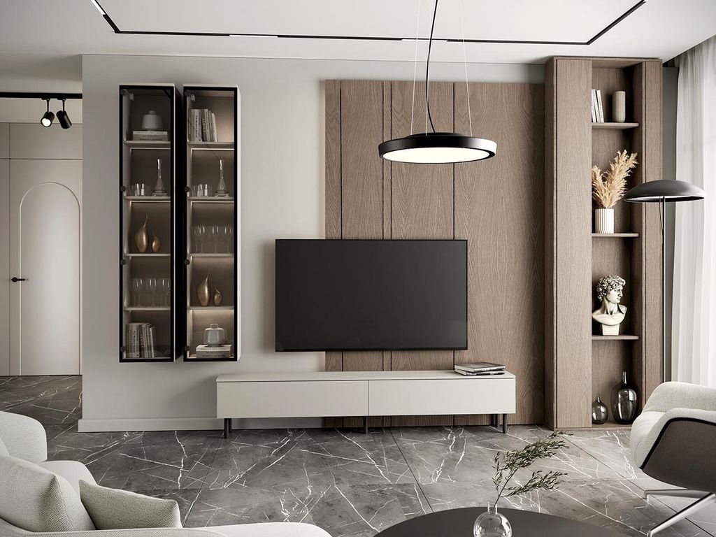 Wohnwand kaschmir Serie 3 mit TV Lowboard 200cm und 2 Produktbild 