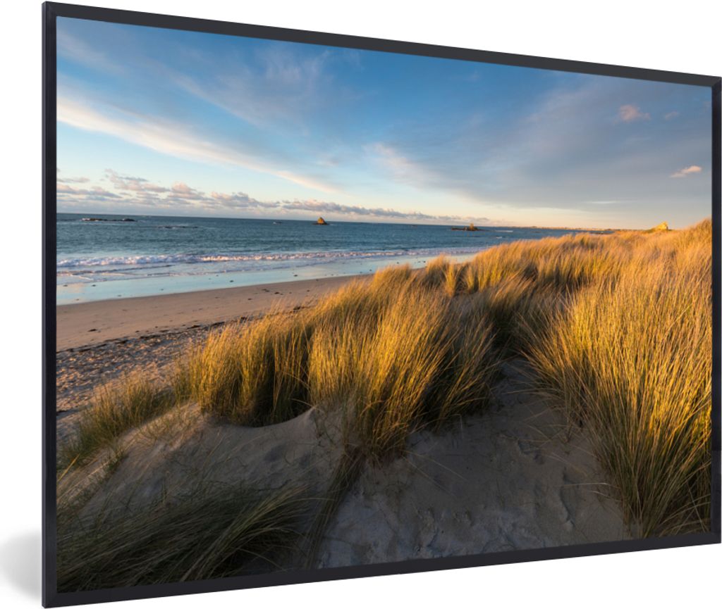 MuchoWow MuchoWow Gerahmtes Poster Düne - Strand - Meer 60x40 cm - Poster mit zchwarzem Bilderrahmen - Printing - Wanddeko Schlafzimmer