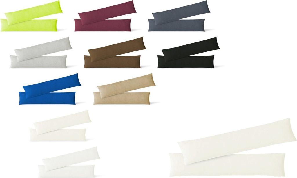 Jersey Kissenbezug Hülle 2 Sparpack Set mit Reißverschluss hochwertige Qualität 40 x 145 cm natur