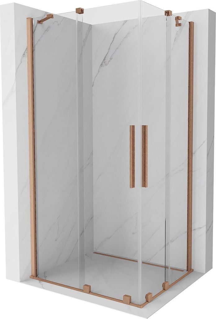 Mexen Velar Duo ausziehbare Duschabtrennung 90 x 80 cm, transparent, Kupfer gebürstet - 871-090-080-02-65
