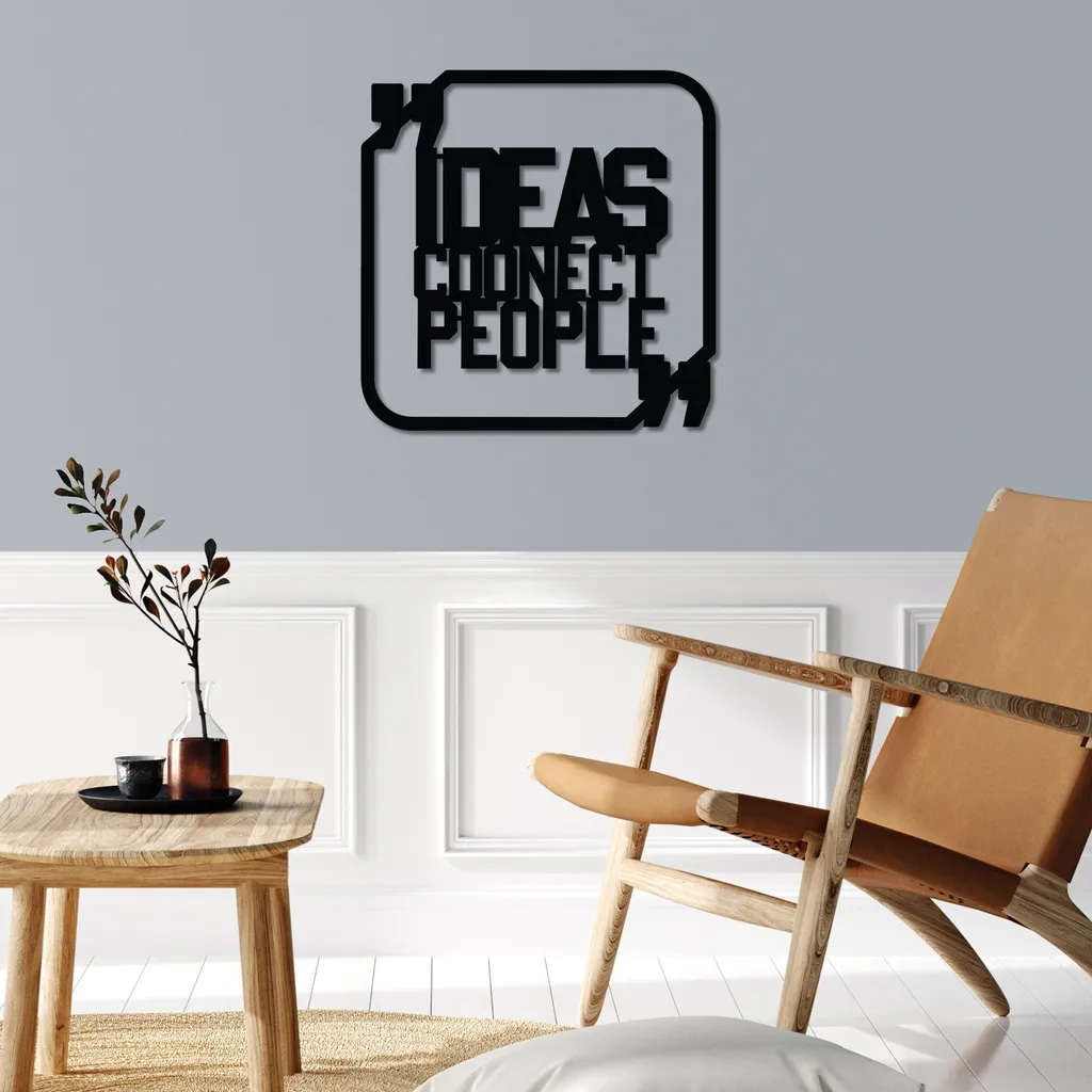 Tableau Mural en Métal Design Noir Wallity Déco Intérieure 50x50cm