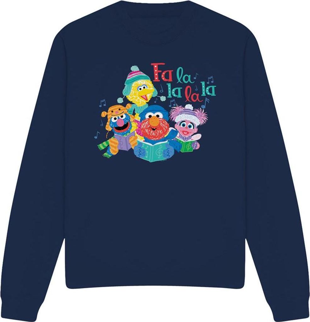 Sesame Street - "Fa La La La Carols" Sweatshirt für Herren/Damen Uni - weihnachtliches Design TV20047 (L) (Marine)