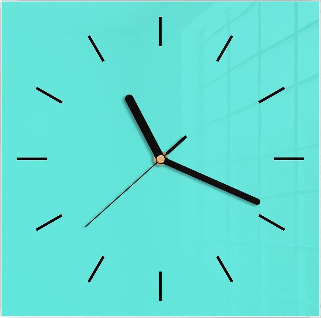 Wanduhr aus Glas mit Motiv Mintblauer Hintergrund- 30 x 30 cm - inkl. Aufhängesystem