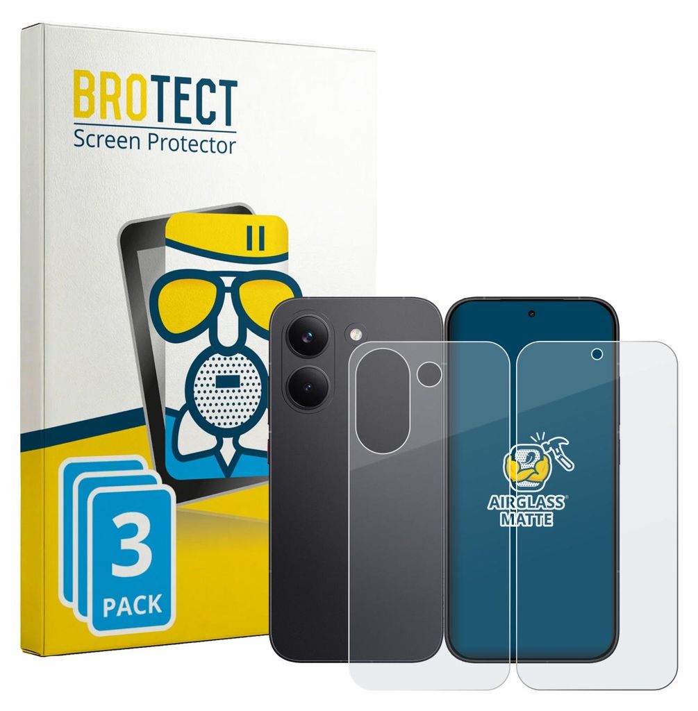 3x BROTECT Entspiegelungs Schutzglas für Xiaomi Poco X8 Pro (Display+Rückseite) Schutzfolie Panzer Folie Glas Display Schutz matt