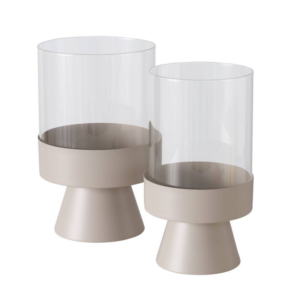 Boltze Windlicht Pallas Leuchter Eisen & Klarglas Beige Obrázek produktu 