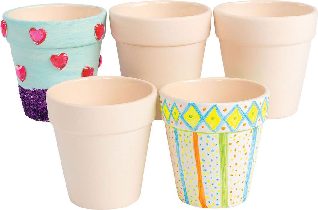 Colorations Keramik Blumentopf Bastelset - Gestalte deine eigenen Pflanzgefäße - Set mit 12 Stück