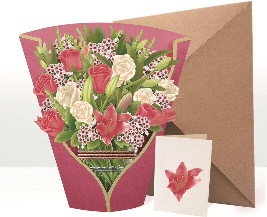 Papier-3D-Klappkarten: Blumenstrauß-Glückwunschkarten mit Notizkarte & Umschlag – Ideal für Geburtstage, Jahrestage und Genesungswünsche für...