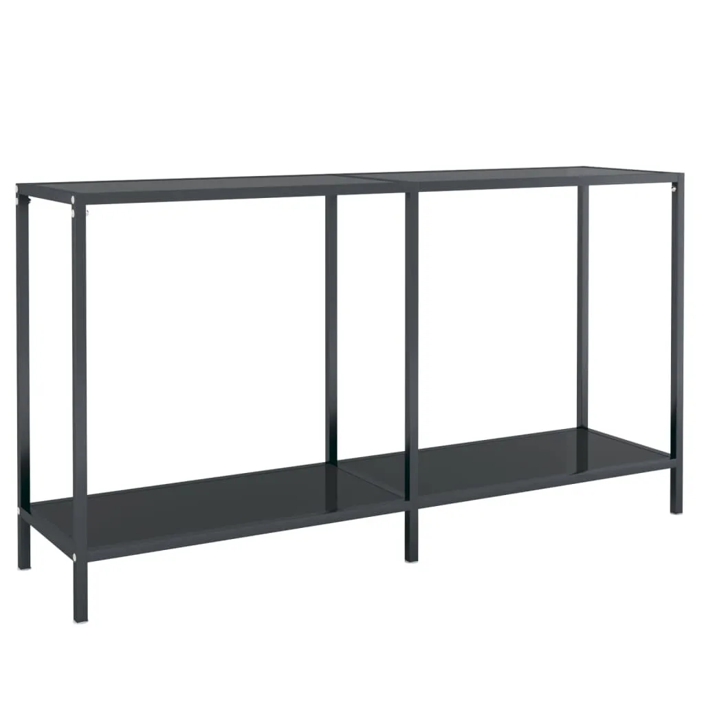 Tavolo Consolle Nero 140x35x75,5 cm | Vetro Temperato e Acciaio