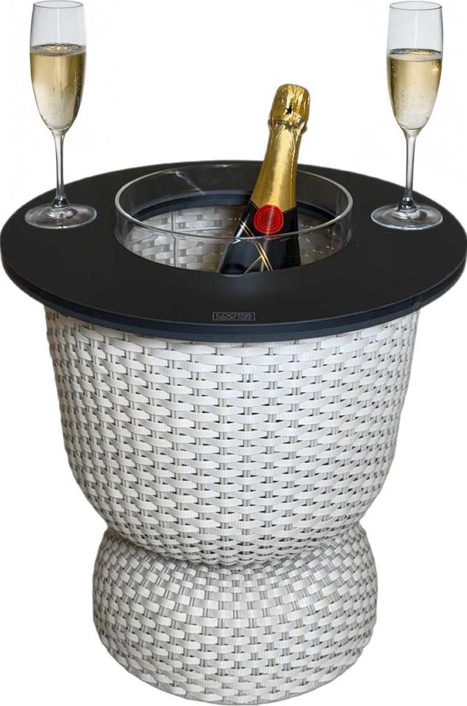 COOTAB Cooler Table PARIS 3-in-1 Loungetisch mit Acryl-Kühler - Champagner/Schwarz