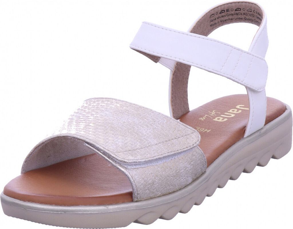 Jana Damenschuhe Sandalen Flach Sandale Weiß Freizeit, Schuhgröße:41 EU