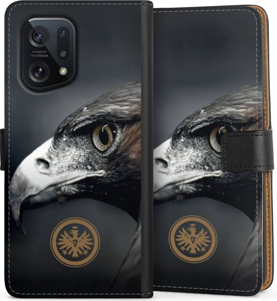 DeinDesign Klapphülle für Oppo Find X5 Handytasche Lederhülle Tasche Adler Eintracht Frankfurt Offizielles Lizenzprodukt