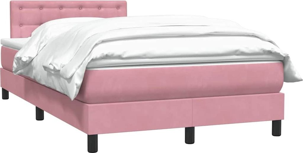 vidaXL Boxspringbett mit Matratze Rosa 120x220 cm Samt