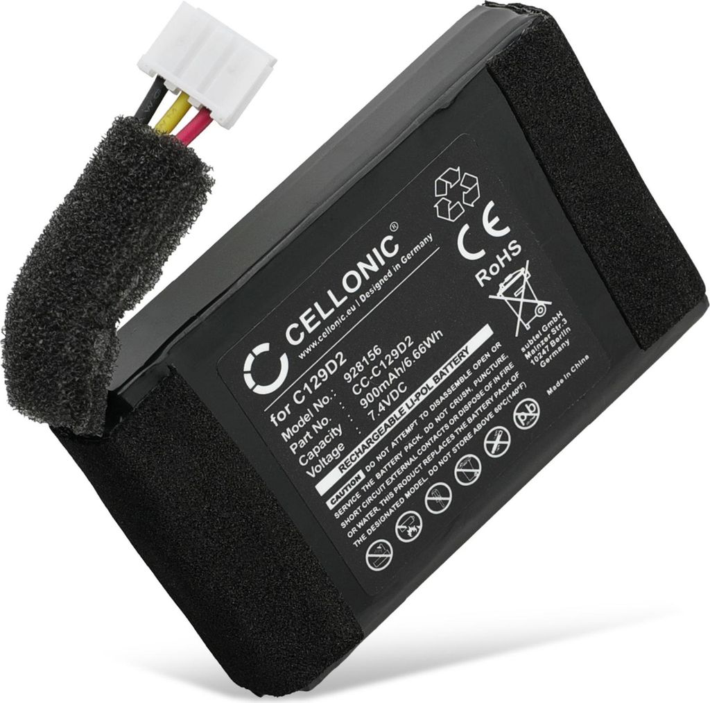 subtel 1x Akku für Lautsprecher Kompatibel mit Bang & Olufsen BeoPlay P2, C129D2 - (900mAh, 7.4V)