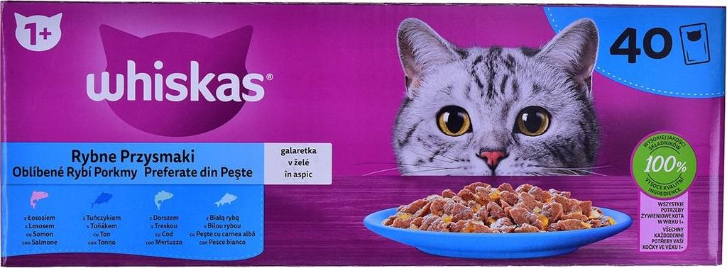 WHISKAS Rybne przysmaki w galaretce - mokra karma dla kota Immagine del prodotto 