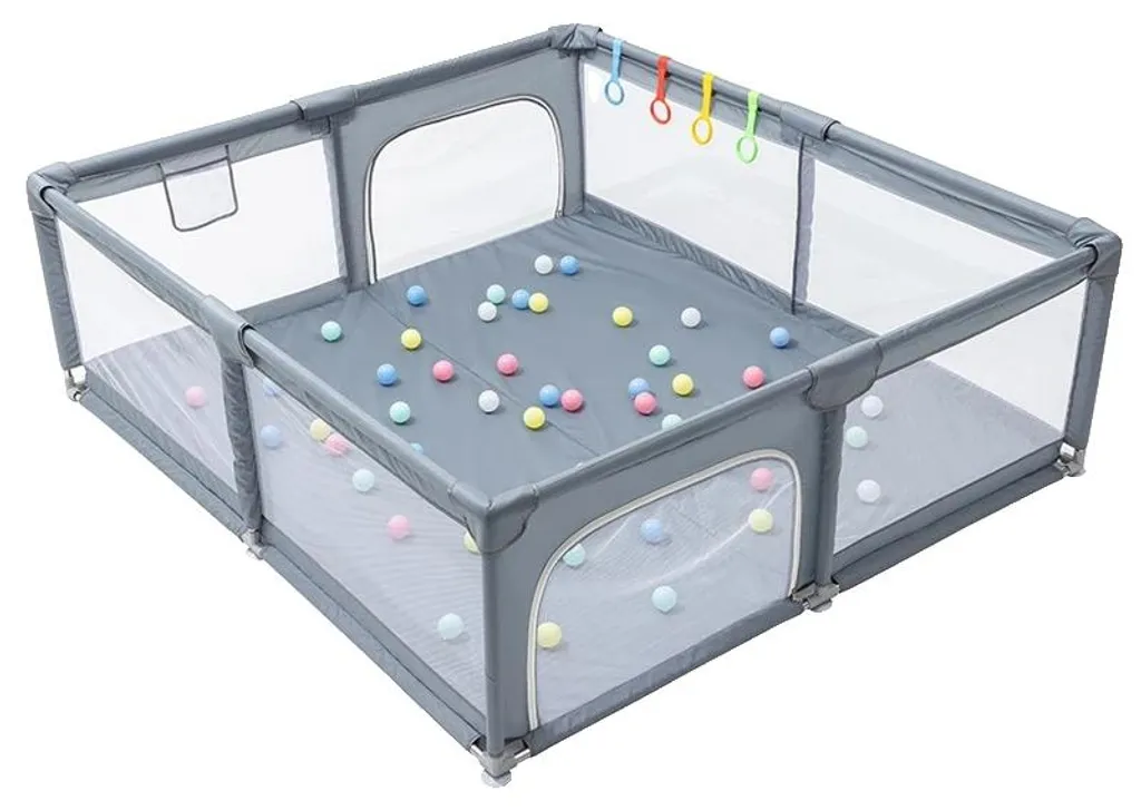 Grand parc bébé 180x200 gris pour créer une zone d'éveil sécurisée