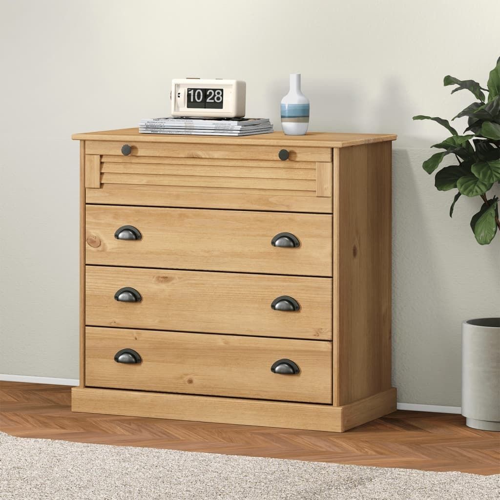 The Living Store Kommode VIGO 80x40x76 cm Massivholz Kiefer
