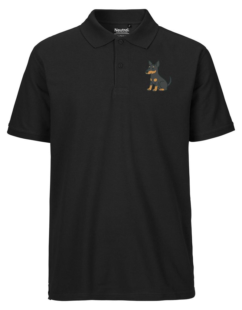 Huuraa Herren Polo Shirt Manchester Terrier Comic Manny XL Black Bio Baumwolle Fairtrade Poloshirt Geschenkidee