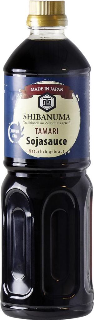A bottle of Shibanuma Tamari Soy Sauce.