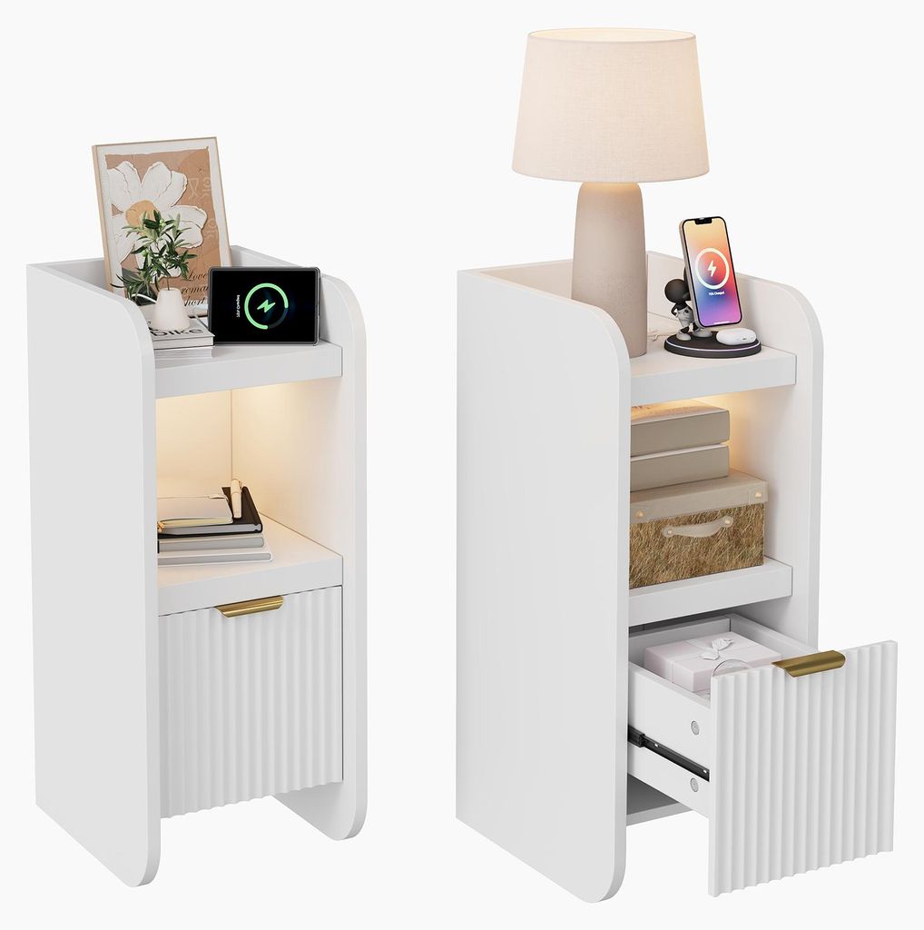 REMZETTA, juego de 2 mesitas de noche con iluminación LED, Imagen del producto 