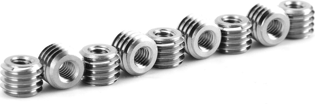 10 Stück Reduziermuttern mit Innengewinde M4x0,7 und Außengewinde M8x1,25 (6 mm) aus Edelstahl für Luftfahrt, Automobilindustrie und Dampfturbinen
