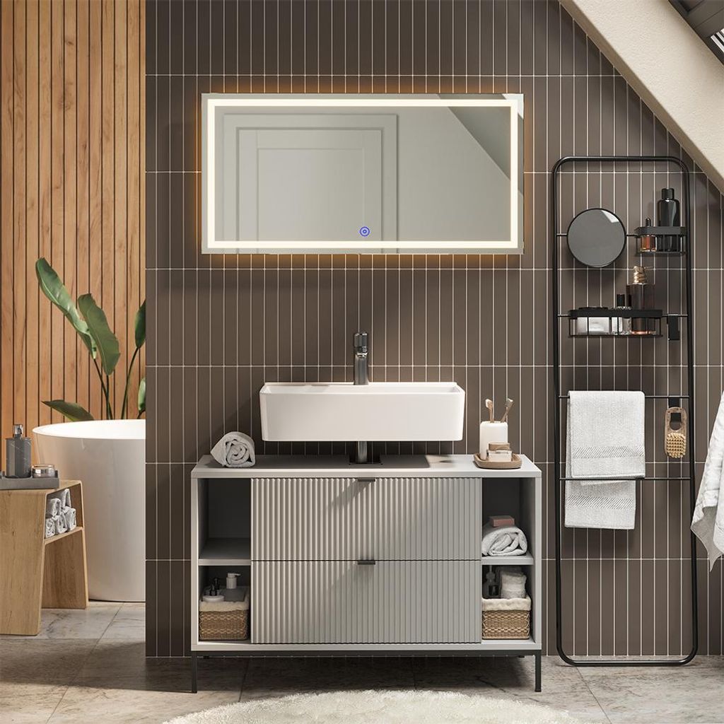 Waschbeckenunterschrank Vicco Eliza Grau 100 x 63 cm mit 2 Produktbild 