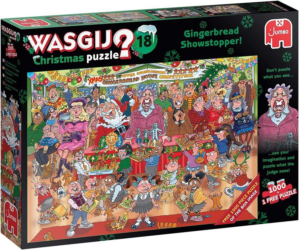 25017 - Wasgij Weihnachten 18 - Gingerbread Showstopper, 2 Puzzles, 1000 Teile