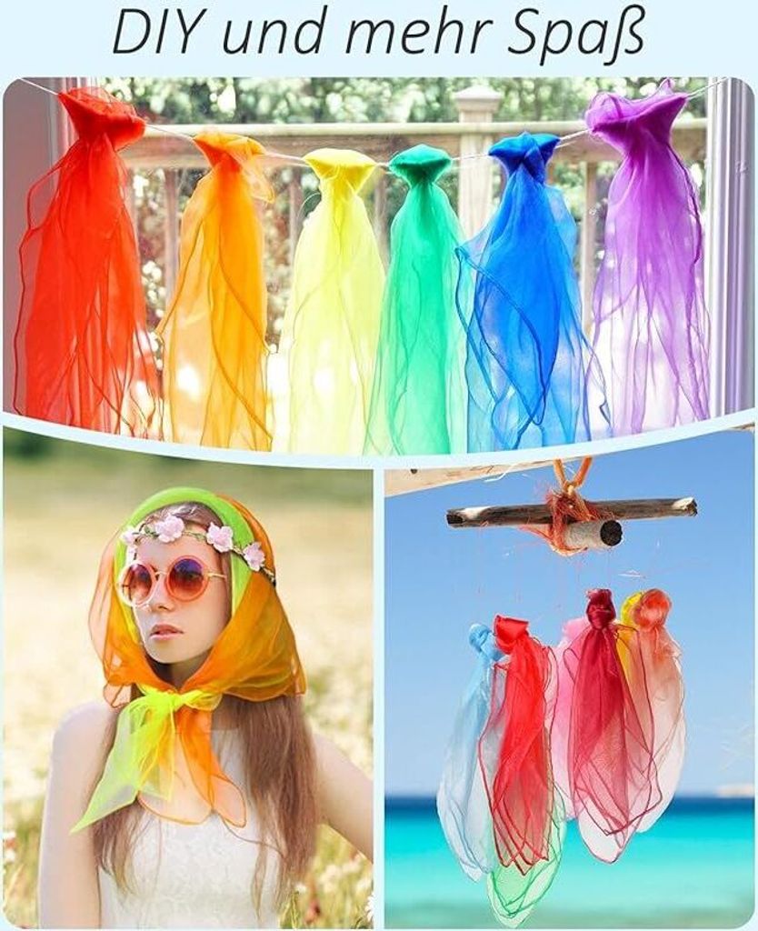 6 Stück Jongliertücher 60x60cm - Bunte Chiffontücher Für Tanz & Spiel