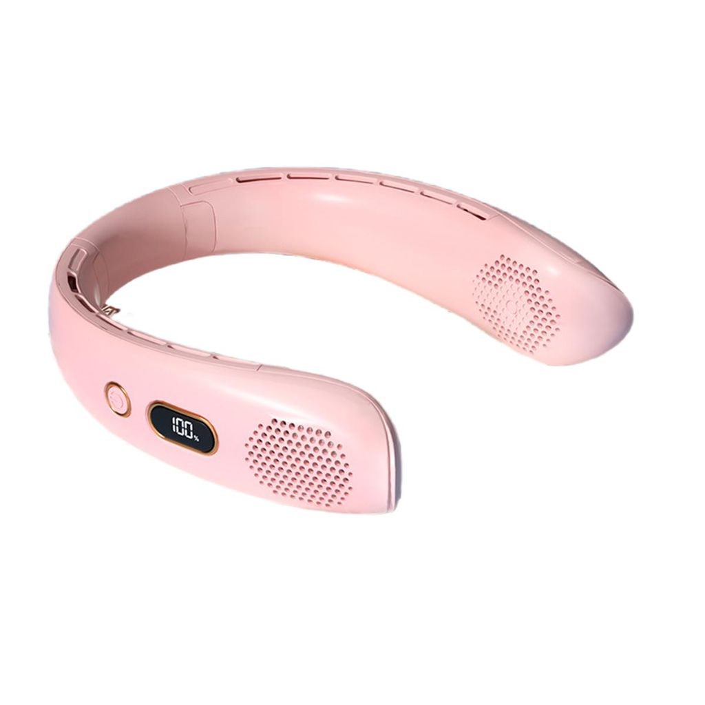Mini USB-Ventilator Tragbarer Halsventilator 3 Stufen LED-Anzeige Nackenventilator Einstellbar Ventilator für Reisen, Sport, Innen Rosa