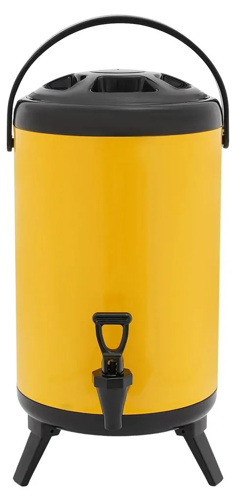 Fontaine à boisson isotherme 10 litres en inox jaune pour buffet et traiteur