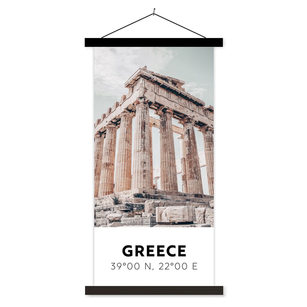 MuchoWow Textilposter Griechenland - Tempel - Athen 40x80 cm mit schwarzem Rahmen - Wandemalerei