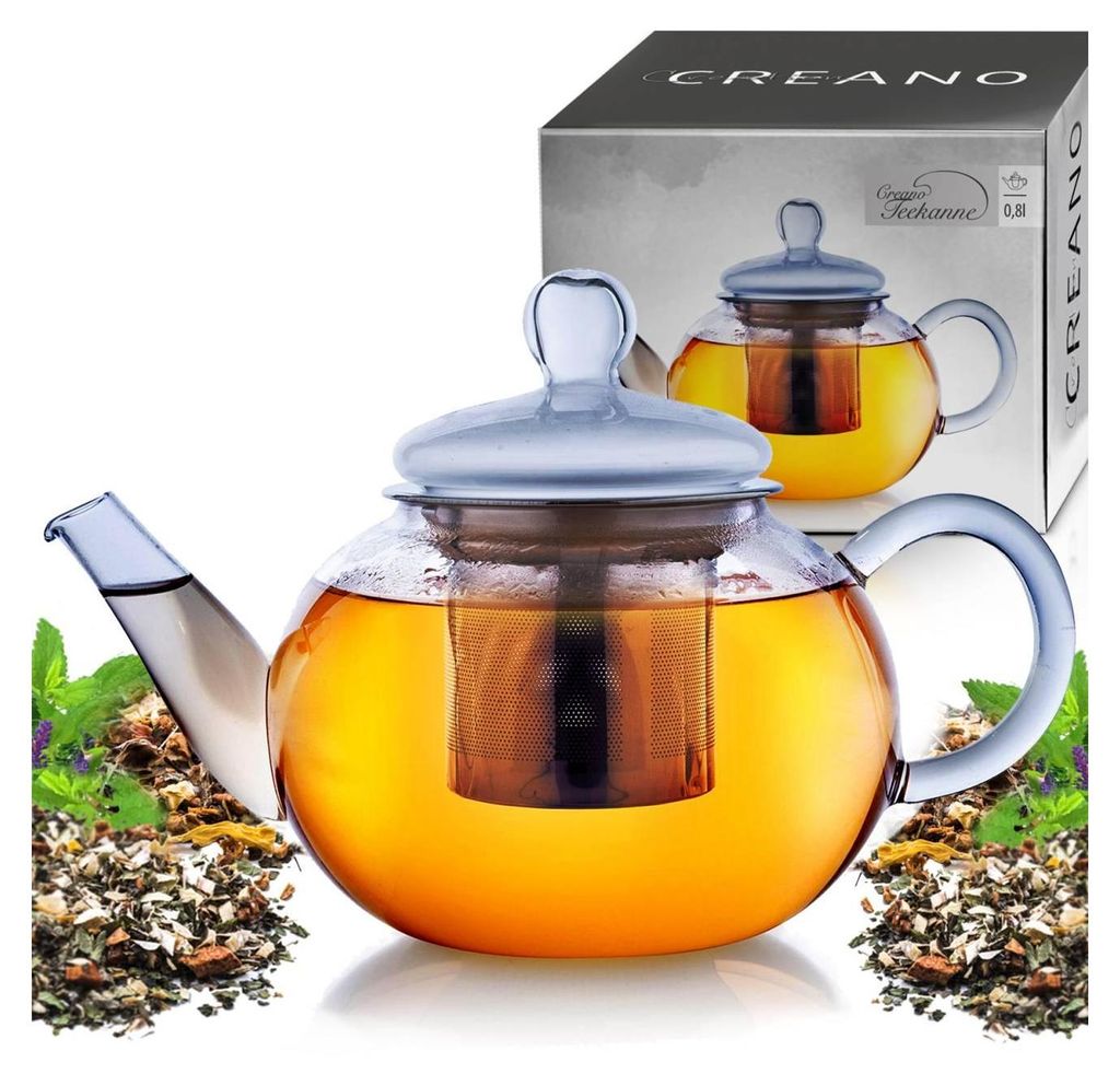 Creano Teekanne aus Glas 0,8l, 3-Teilige Glasteekanne mit Produktbild 