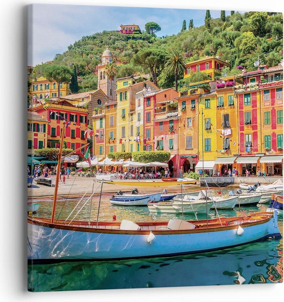 Bild auf Leinwand - Leinwandbild - Einteilig - Weihnachtsmann Margherita Ligure - 40x40cm - Wand Bild - Wanddeko - Wandbilder - Leinwanddruck - Bil...