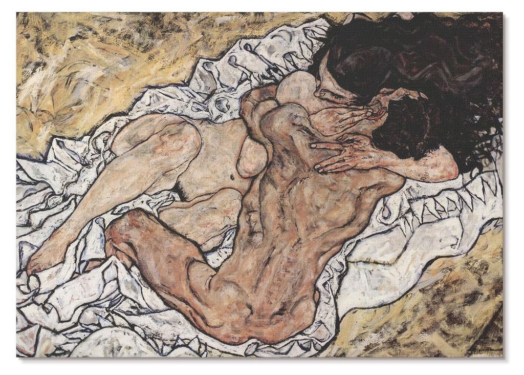 POSTER - 59x42 cm (A2) - Egon Schiele - Die Umarmung (1917) von Egon Schiele - Wandbild für Wohnzimmer Schlafzimmer & Flur, Modernes Poster Wandde...
